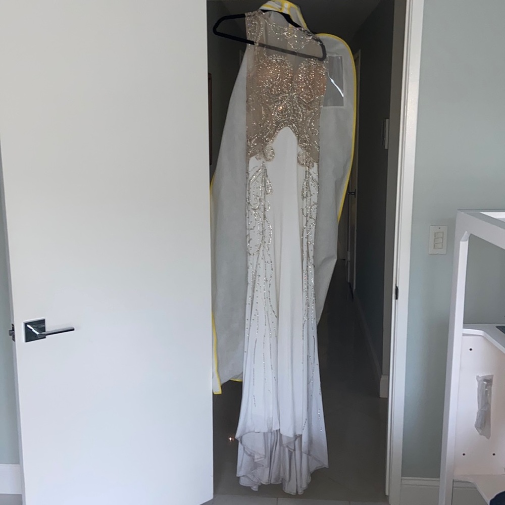 White jeweled prom dress